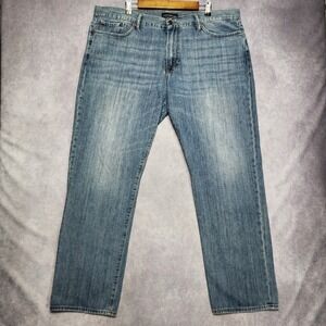 Lucky Brand 363 Straight Mens Jeans 40x32 Blue Candiani Denim Medium Wash Soft